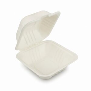 Bagasse 6"x6" Hamburger Clamshell