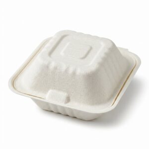 Bagasse 6"x6" Hamburger Clamshell